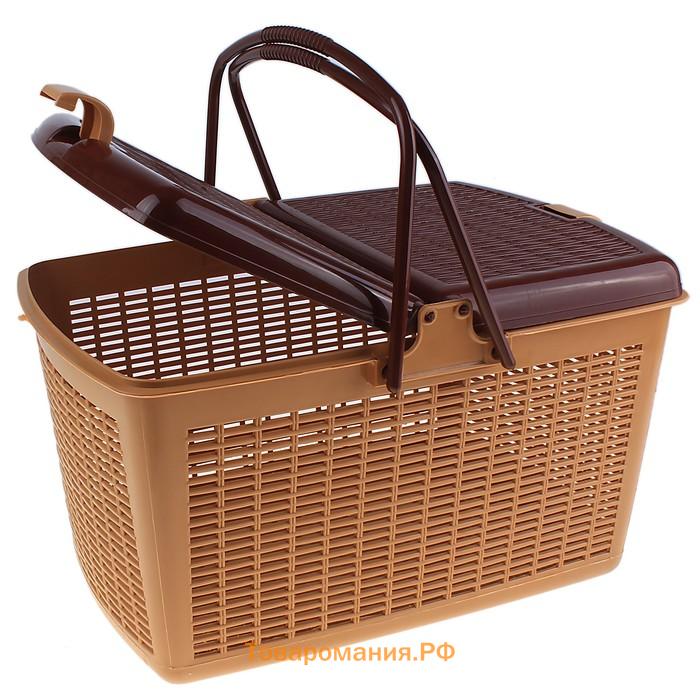Корзина для пикника, 45×30×24 см, цвет светло-коричневый