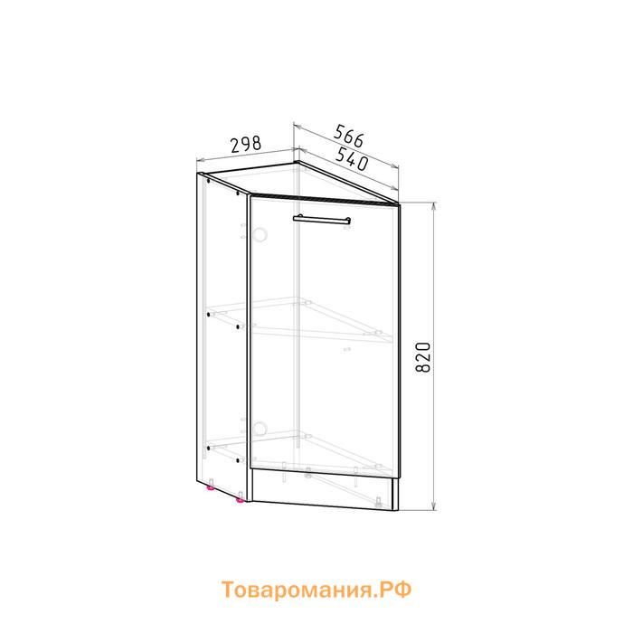 Шкаф напольный Сабрина, 300х600х850, заверш. лев. закрытый Венге/Дуб сонома/Дуглас тёмный