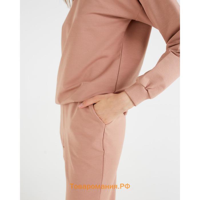 Костюм женский (свитшот, брюки) MINAKU: Casual Collection цвет песочный, размер 48