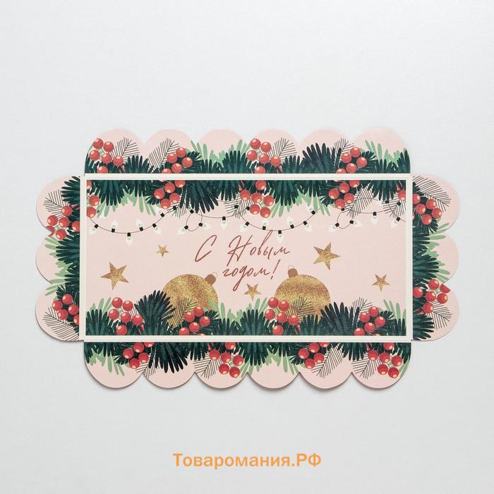 Коробка для кондитерских изделий с пластиковой крышкой «Гирлянды», 10.5 х 21 х 3 см