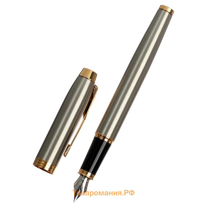 Ручка перьевая Parker IM Core Brushed Metal GT F321, корпус из нержавеющей стали, синие чернила, В ПОДАРОЧНОМ ПАКЕТЕ