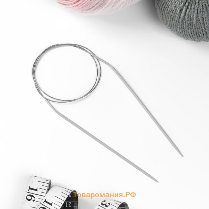 Спицы круговые, для вязания, с тефлоновым покрытием, с металлическим тросом, d = 2,75 мм, 14/80 см
