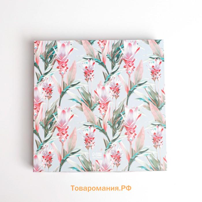 Коробка для печенья, кондитерская упаковка с пластиковой крышкой, Make your life sweet, 18 х 18 х 3 см