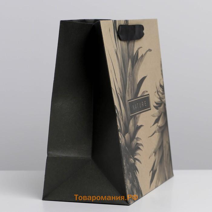 Пакет подарочный крафтовый квадратный, упаковка, «Black», 22 х 22 х 11 см