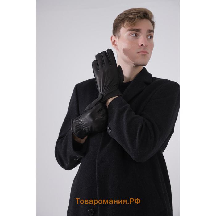 Перчатки мужские, размер 11.5, подклад шерсть, цвет чёрный