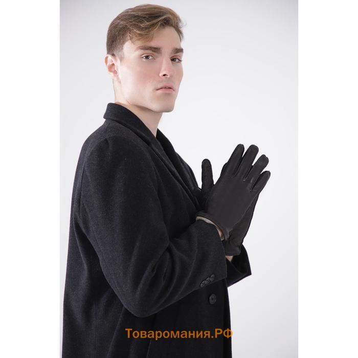 Перчатки мужские, размер 11.5, подклад шерсть, цвет чёрный