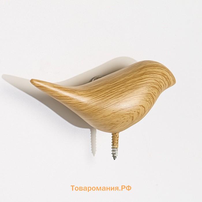 Декор настенный с вешалкой TAKE IT EASY «Птичка», панно, 13×4 см, под дерево