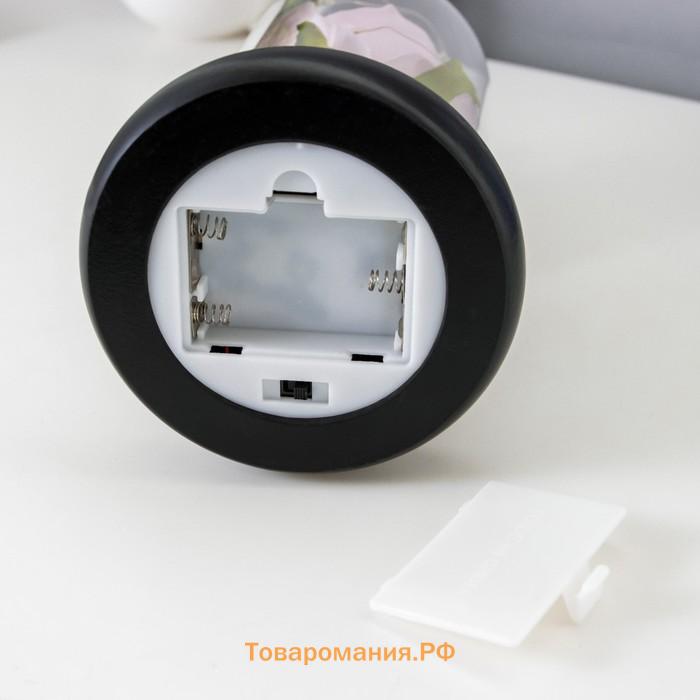 Ночник колба "Розовая роза" LED 3AAA 8х8х17 см RISALUX