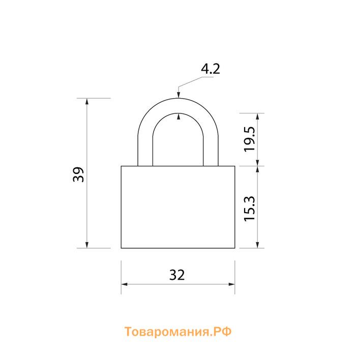 Замок навесной, тип 1, 33×40 мм, 2 ключа