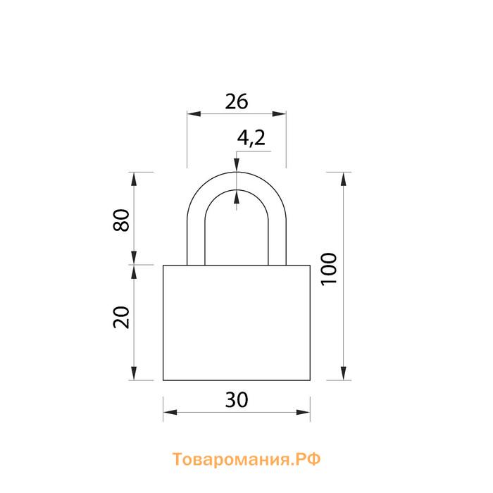 Замок навесной, тип 1, 32×70 мм, 3 ключа