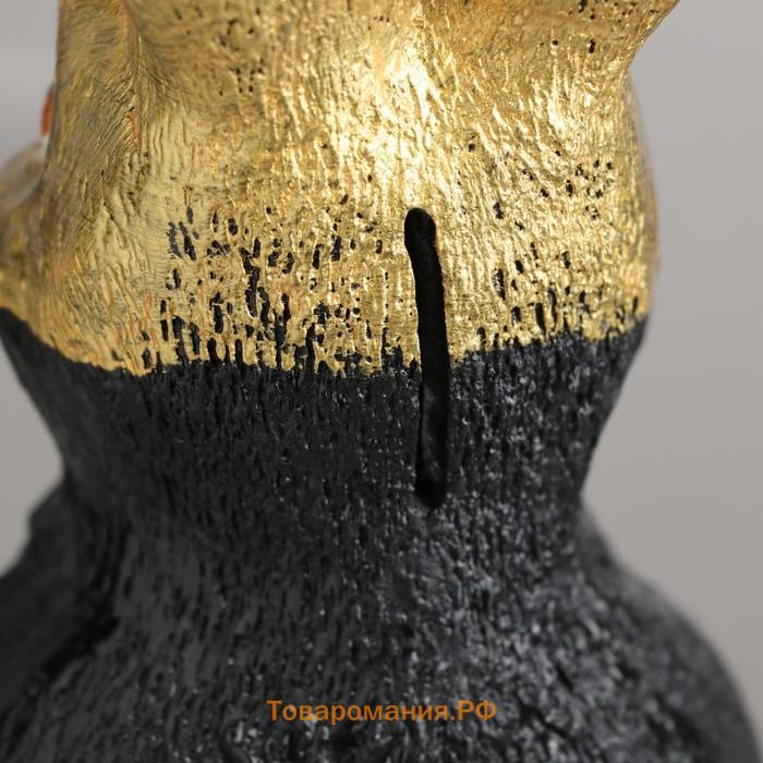Копилка "Заяц в маске", золото, художка, гипс, 39х17х19 см