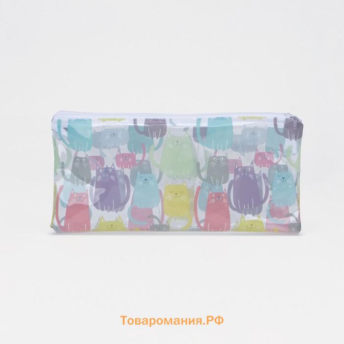 Косметичка-пенал на молнии, ПВХ, цвет разноцветный/прозрачный
