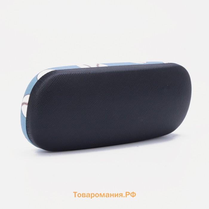 Футляр для очков на хлопушке, длина 16 см, с принтом «Бейсбольный мяч», голубой