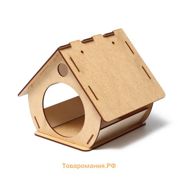 Кормушка - конструктор из ХДФ для птиц «Бочка», своими руками, 18×16×23 см, Greengo