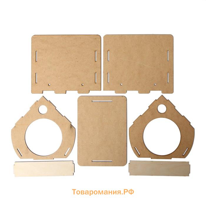 Кормушка - конструктор из ХДФ для птиц «Бочка», своими руками, 18×16×23 см, Greengo