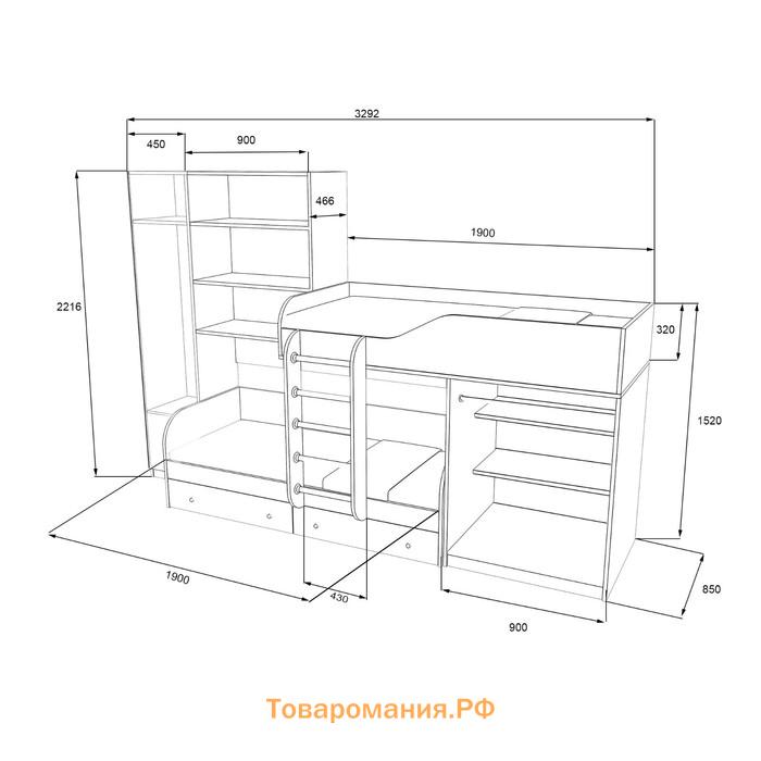 Детский комплекс «Лео», цвет белый / железный камень