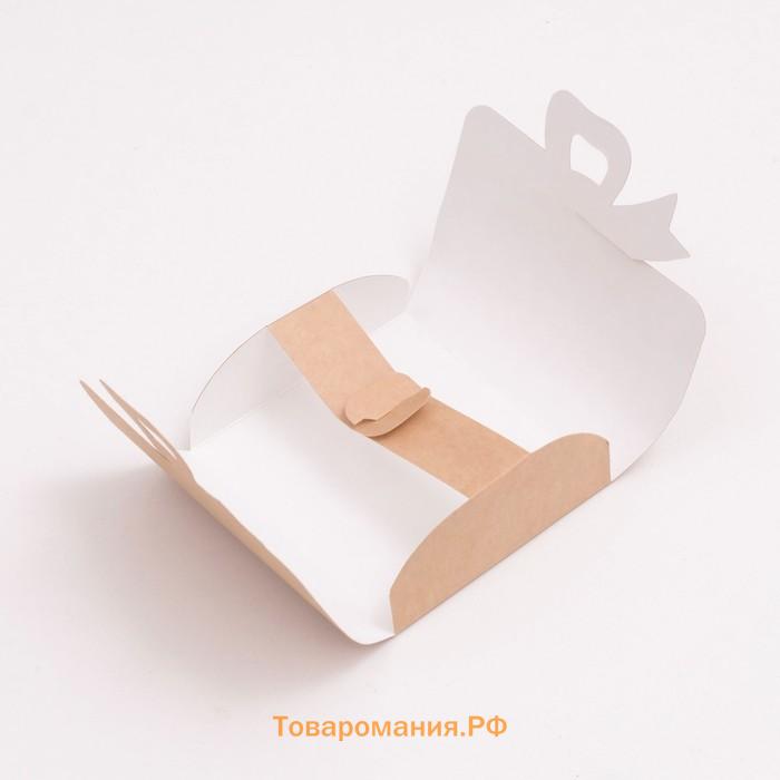 Коробка складная - конверт для сладкого, крафт, 10.5×9.5×4 см