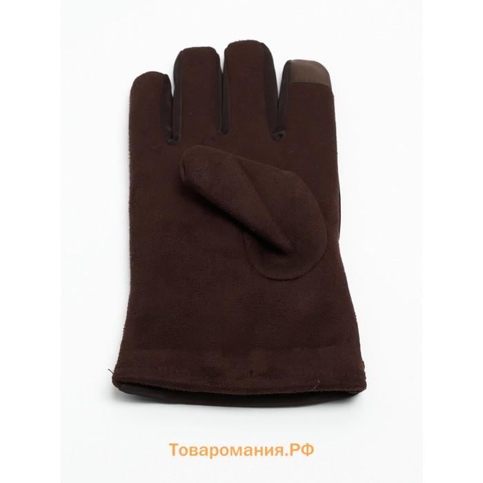 Классические перчатки зимние мужские коричневого цвета, размер 11-12