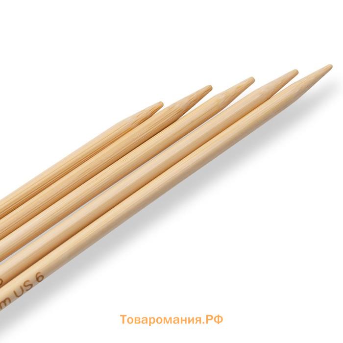 Спицы чулочные, бамбуковые, 4,0 мм/20см, 5 шт
