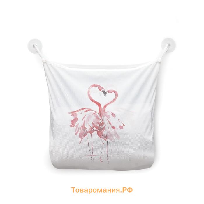 Органайзер в ванну на присосках «Влюбленные фламинго», для хранения игрушек и мелочей, размер 33х39 см