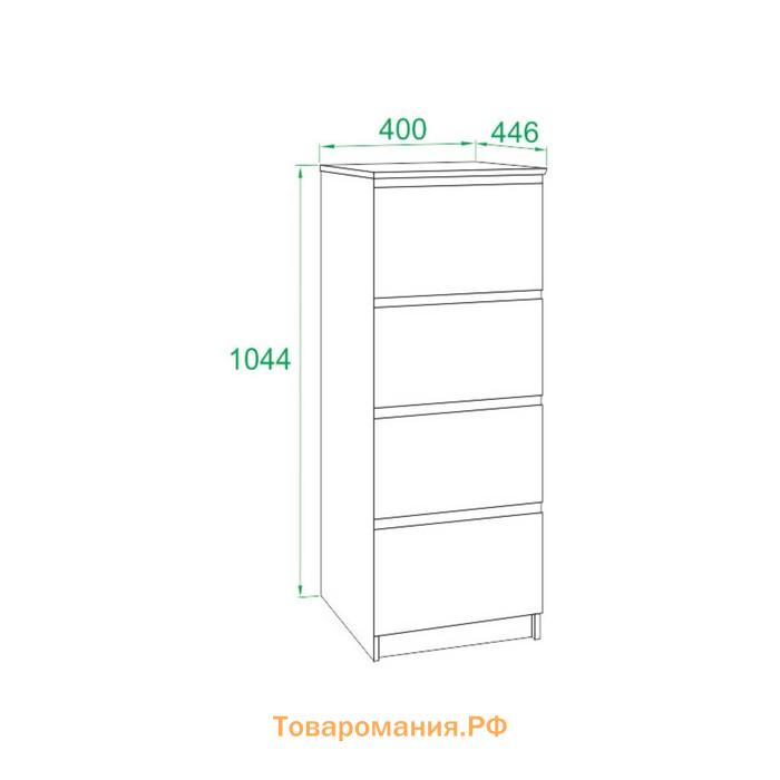 Комод с 4-мя ящиками «Т-4Р», 400 × 446 × 1044 мм, цвет бетон / белый