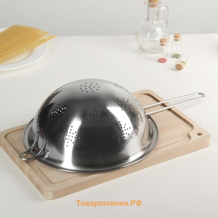 Дуршлаг  «Индия», 2 л, d=24 см, длинная ручка, нержавеющая сталь