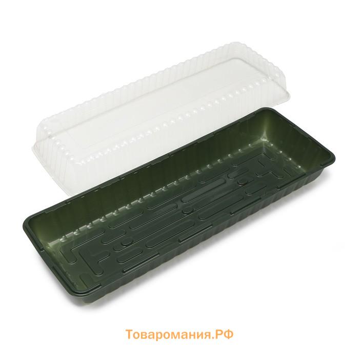 Мини-парник для рассады, 57×21×12 см, без вставок, тёмно-зелёный, пластик, Greengo