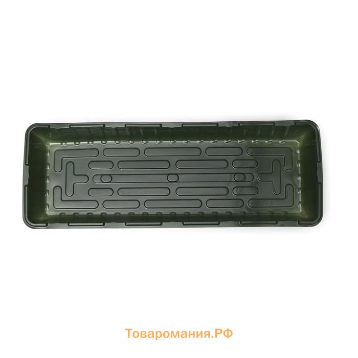 Мини-парник для рассады, 57×21×12 см, без вставок, тёмно-зелёный, пластик, Greengo