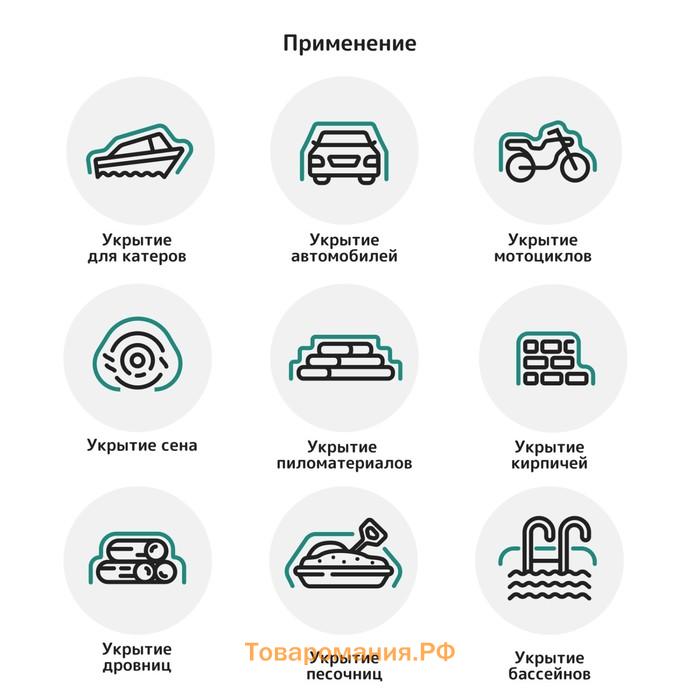 Тент защитный, 8×6 м, плотность 60 г/м², люверсы шаг 1 м, тарпаулин, УФ, синий