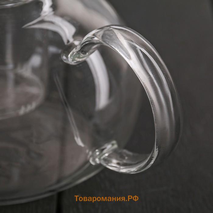 Чайник заварочный из стекла, 1 л, стеклянное сито