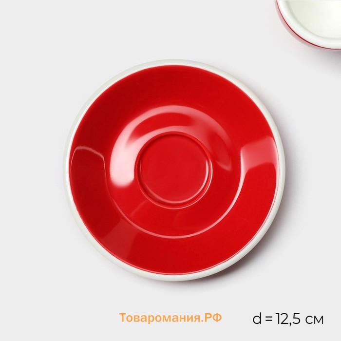Кофейная пара Magistro Coffee time, чашка 80 мл, блюдце d=12.5 см, фарфор, красная
