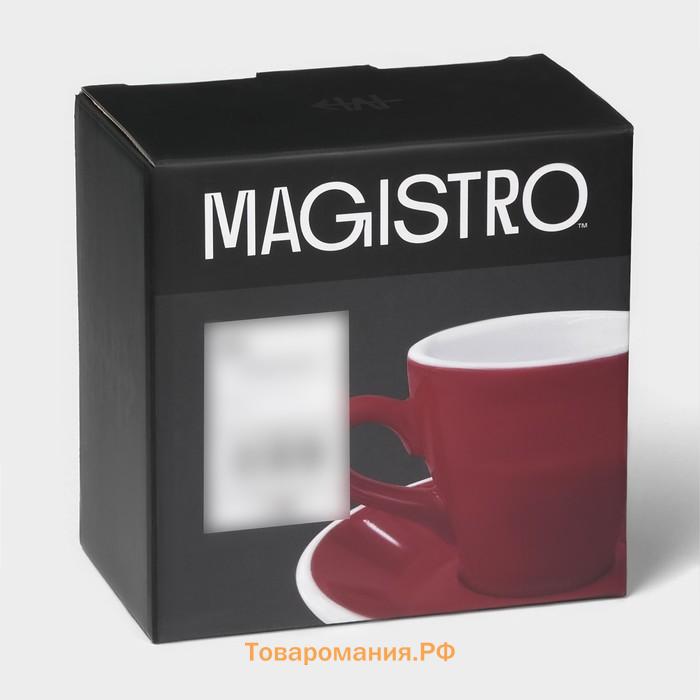 Кофейная пара Magistro Coffee time, чашка 80 мл, блюдце d=12.5 см, фарфор, красная