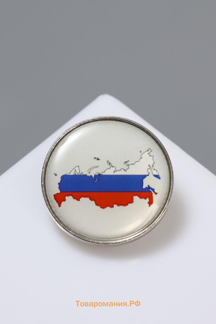 Значок «Россия», цветная в серебре