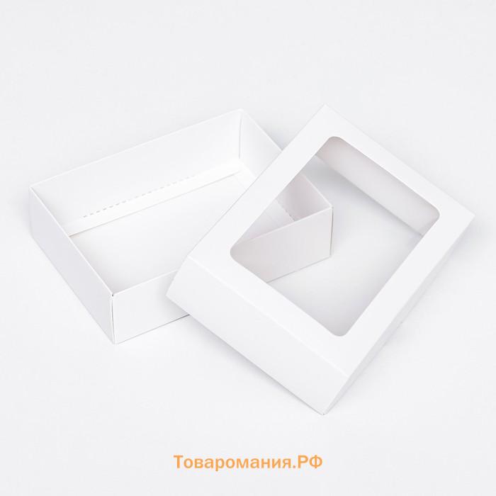 Коробка складная, с окном, белый, 14×10×4 см