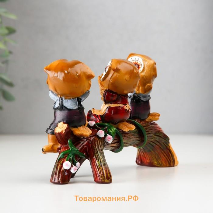 Фигурка полистоун «Три филина на ветви», 18.6×7×10 см