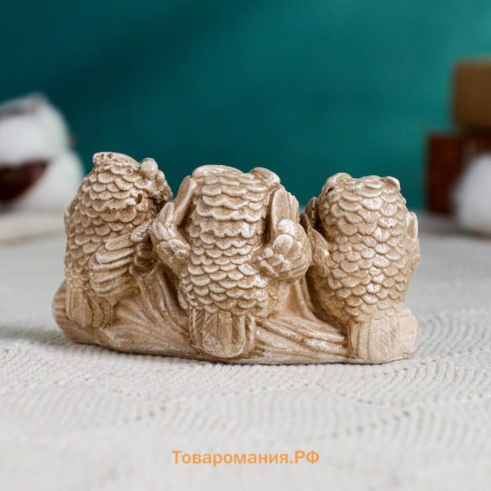 Фигурка гипс «Три совы на жердочке», коричневая, 10×6×5 см