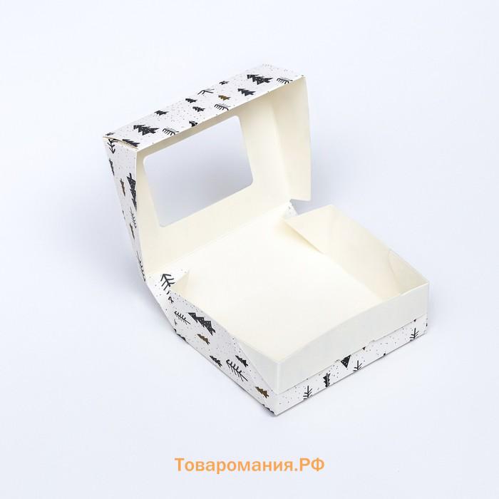 Коробка подарочная новогодняя складная «Ёлки», 10×8×3.5 см