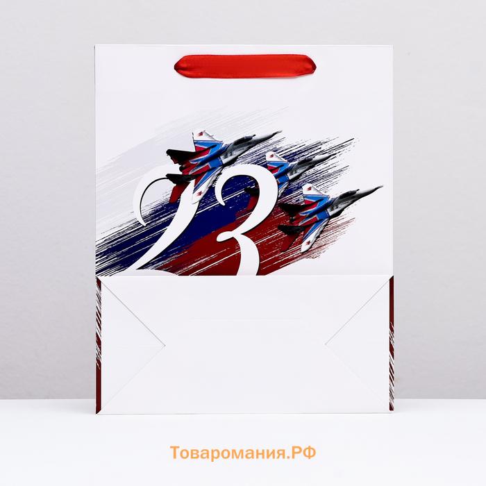 Пакет подарочный ламинированный «День 23 февраля», 26×32×12 см