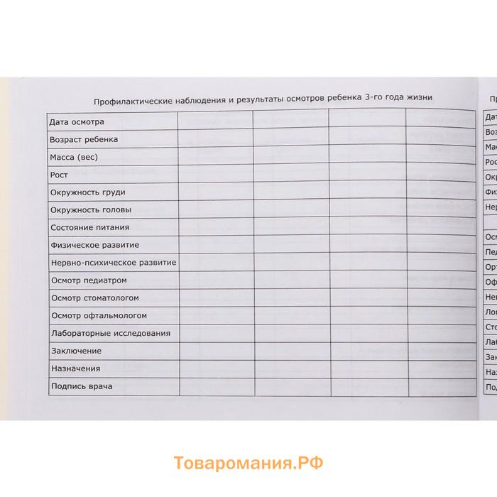 Медицинская карта ребёнка "Классик", форма №112/у, 40 листов