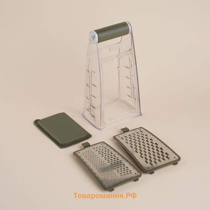 Тёрка двухсторонняя SL Home «Оливковая роща», 13.2×8.4×24.3 см, противоскользящее основание, оливковая