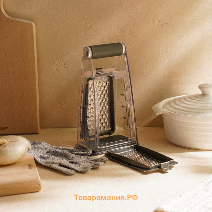 Тёрка двухсторонняя SL Home «Оливковая роща», 13.2×8.4×24.3 см, противоскользящее основание, оливковая