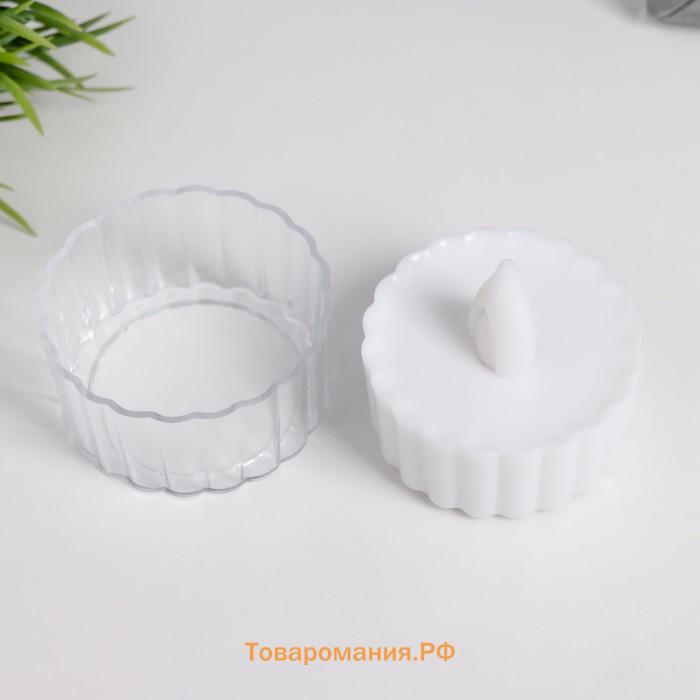 Светодиодная свеча, ночник LED RISALUX «Рельеф», 0.5 Вт, от батареек 3×AG10, белый, 4.4×4.5×4.5 см