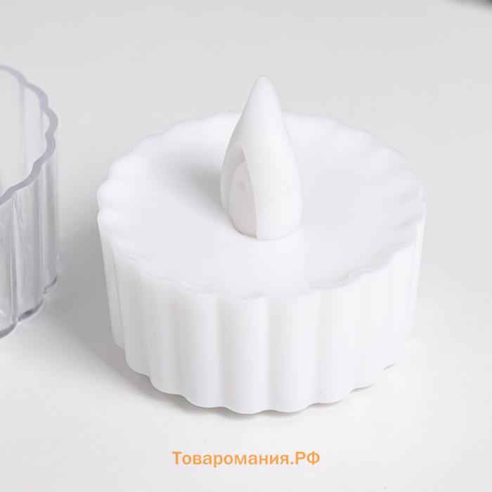 Светодиодная свеча, ночник LED RISALUX «Рельеф», 0.5 Вт, от батареек 3×AG10, белый, 4.4×4.5×4.5 см