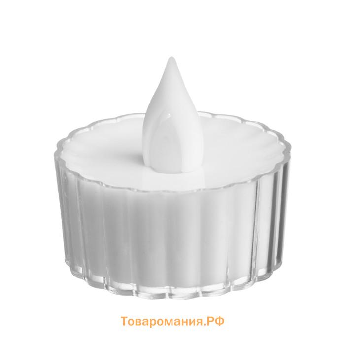 Светодиодная свеча, ночник LED RISALUX «Рельеф», 0.5 Вт, от батареек 3×AG10, белый, 4.4×4.5×4.5 см