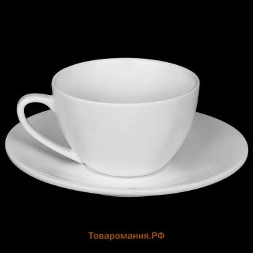 Кофейная пара Wilmax, 2 предмета: чашка 160 мл, блюдце d=14.3 см, фарфор, белая