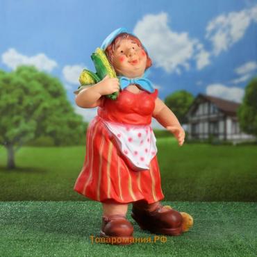 Садовая фигура из полистоуна «Дачница в платье», 55×25×30 см