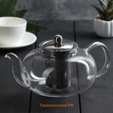 Чайник заварочный «Калиопа», 1 л, металлическое сито, стекло