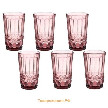 Набор стаканов Magistro «Ла-Манш», 350 мл, 8×12.5 см, 6 шт., стекло, розовый