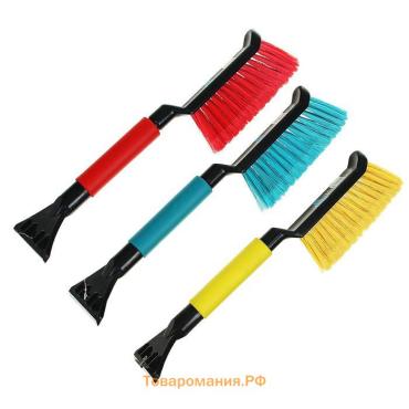 Щетка сметка, со скребком, Black&Blue, ВВ1004, мягкая ручка, 42 см, МИКС
