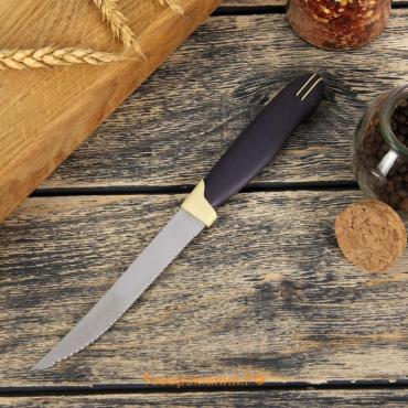 Нож для мяса  «Страйп», зубчатое лезвие 11.5 см, синий